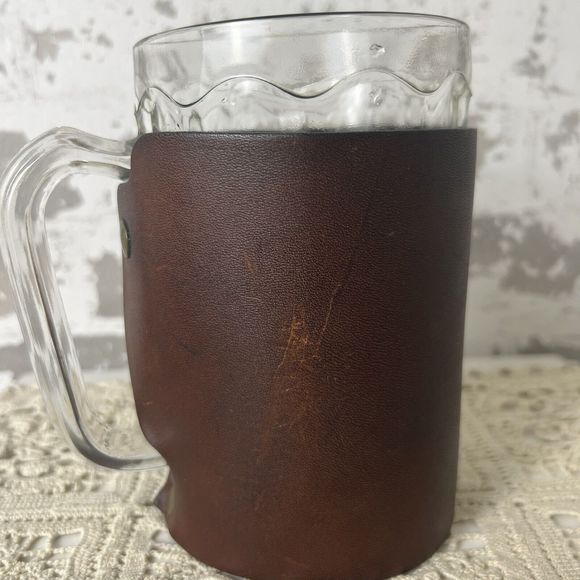 Vtg Noymer Beer Mugs Leather Covers Snap On EPluribus Unum America Eagle Barware - Picture 6 of 16